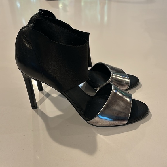 Vince Shoes - Vince Black and Silver Leather Heels